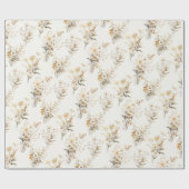 Boho Neutral Beige Bruids Bloemen Cadeaupapier (Vlak)
