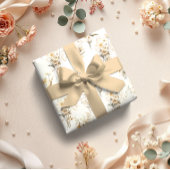 Boho Neutral Beige Bruids Bloemen Cadeaupapier