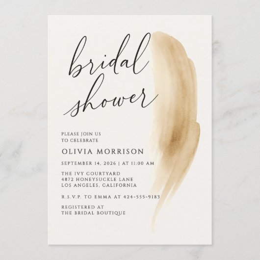 Boho Neutral Beige Watercolor Bridal Shower Kaart (Voorkant)