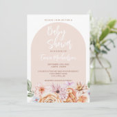 Boho Neutral Bloemen Baby shower Kaart (Staand voorkant)