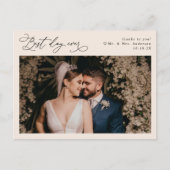 Boho Neutral Blush Simple Weddenschap Foto Harteli Briefkaart (Voorkant)