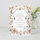 Boho Neutral Botanical Wedding Kaart (Staand voorkant)