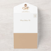 Boho Neutral Brown Teddy Bear Balloons Baby shower All In One Uitnodiging (Buitenkant)