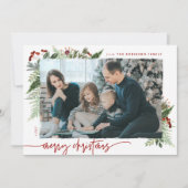 Boho Neutral Burgundy Red Merry-kerstfoto Feestdagenkaart (Voorkant)