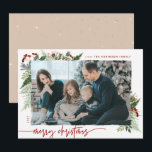 Boho Neutral Burgundy Red Merry-kerstfoto Feestdagenkaart<br><div class="desc">Dit neutrale model van de boho stijl kenmerkt minimale wintergroen, met droog borsteleffect fotohouder en tekst in trending boho palette kleuren. Voeg een facultatief bericht op de rug toe of verander het backerontwerp (3 beschikbare opties). SNELLE TIP: Als u de kleur van de achtergrond/het patroon/de tekst wilt wijzigen om deze...</div>