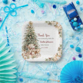 Boho Neutral Christmas Baby shower Papieren Bordje (Feest)