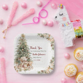 Boho Neutral Christmas Baby shower Papieren Bordje (Feest)