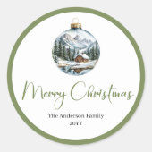 Boho Neutral Christmas Scene Elegant Holiday Label (Voorkant)