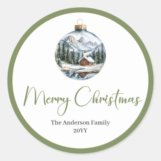 Boho Neutral Christmas Scene Elegant Holiday Label (Voorkant)