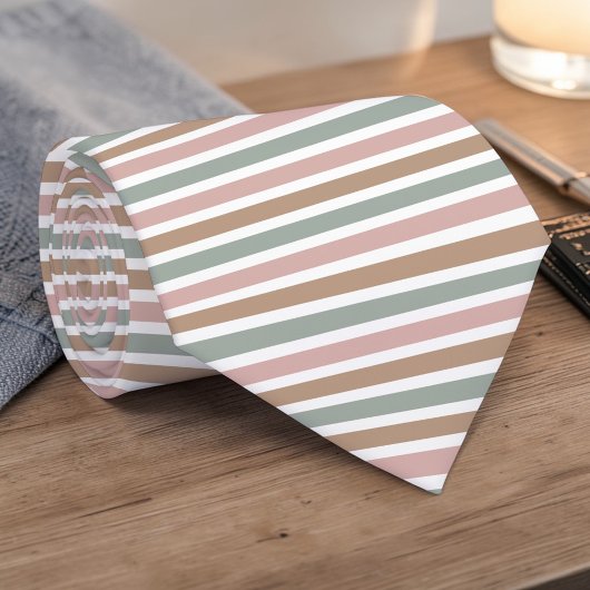 Boho Neutral Colored Stripes Necktie Stropdas