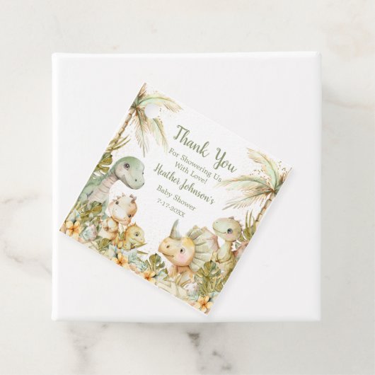 Boho Neutral Dinosaur-Baby shower Bedankjes Labels (In situ)