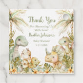 Boho Neutral Dinosaur-Baby shower Bedankjes Labels (Achterkant)