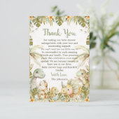 Boho Neutral Dinosaur-Baby shower Bedankkaart (Staand voorkant)