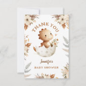 Boho Neutral Dinosaur Baby shower bedankkaart (Voorkant)