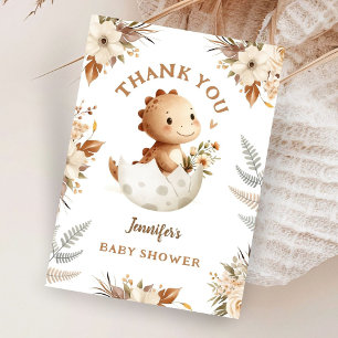 Boho Neutral Dinosaur Baby shower bedankkaart