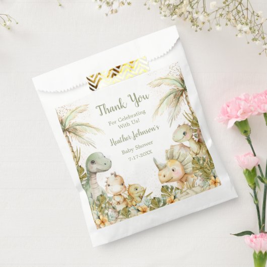 Boho Neutral Dinosaur-Baby shower Bedankzakje (Gezegeld)