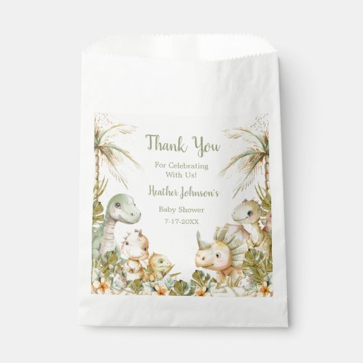 Boho Neutral Dinosaur-Baby shower Bedankzakje (Voorkant)
