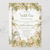 Boho Neutral Dinosaur-Baby shower Kaart (Voorkant / Achterkant)