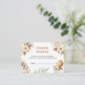 Boho Neutral Dinosaur Baby shower Luier Raffle Informatiekaartje (Staand voorkant)