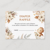 Boho Neutral Dinosaur Baby shower Luier Raffle Informatiekaartje (Voorkant)