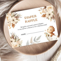 Boho Neutral Dinosaur Baby shower Luier Raffle