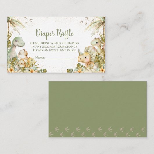 Boho Neutral Dinosaur Baby shower, Luierscheur Informatiekaartje (Voorkant / Achterkant)