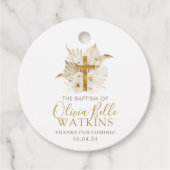 Boho Neutral Dried Palm Floral Baptism Christening Bedankjes Labels (Voorkant)