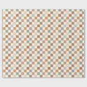 Boho Neutral Earthy Checker Checkerboard Checkered Cadeaupapier (Vlak)