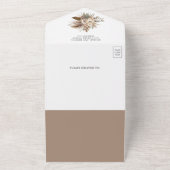 Boho Neutral Earthy Floral Taupe QR Code Weddensch All In One Uitnodiging (Buitenkant)