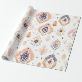 Boho Neutral Feather Cadeaupapier (Uitgerold)
