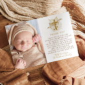 Boho Neutral Floral doop doop foto Bedankkaart