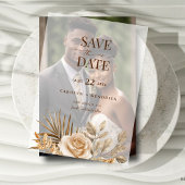 Boho Neutral Floral Elegant Wedding Save the Date Vellum Uitnodigingen