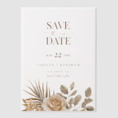 Boho Neutral Floral Elegant Wedding Save the Date Vellum Uitnodigingen (Voorkant)