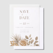 Boho Neutral Floral Elegant Wedding Save the Date Vellum Uitnodigingen (Offset)