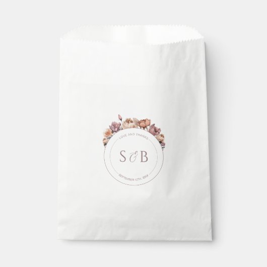 Boho Neutral Floral Favoriet Tassen met Monogram Bedankzakje (Voorkant)