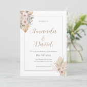 Boho Neutral Floral Huwelijksuitnodiging Kaart (Staand voorkant)