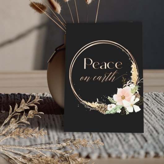 Boho Neutral Floral Real Gold Fotograaf Kerstmis Folie Uitnodiging