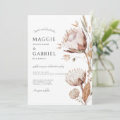 Boho Neutral Floral Wedding Kaart (Staand voorkant)
