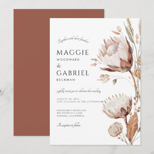 Boho Neutral Floral Wedding Kaart