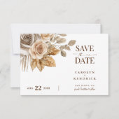 Boho Neutral Floral Wedding Sla de datum Kaart (Voorkant)