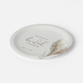 Boho Neutral Fluffy Pampas Grass Vrijgezellenfeest Papieren Bordje (Gekanteld)