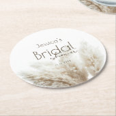 Boho Neutral Fluffy Pampas Grass Vrijgezellenfeest Ronde Kartonnen Onderzetter (Gebogen)