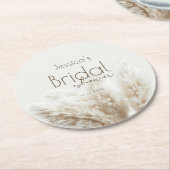 Boho Neutral Fluffy Pampas Grass Vrijgezellenfeest Ronde Kartonnen Onderzetter (Gebogen)