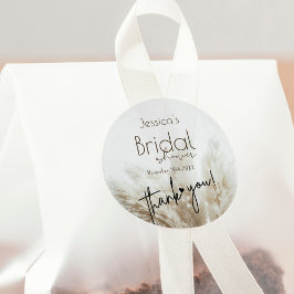 Boho Neutral Fluffy Pampas Grass Vrijgezellenfeest Ronde Sticker