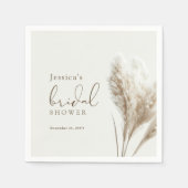 Boho Neutral Fluffy Pampas Grass Vrijgezellenfeest Servet (Voorkant)
