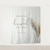 Boho Neutral Fluffy Pampas Grass Vrijgezellenfeest Wandkleed (Voorkant)