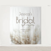 Boho Neutral Fluffy Pampas Grass Vrijgezellenfeest Wandkleed (Voorkant)