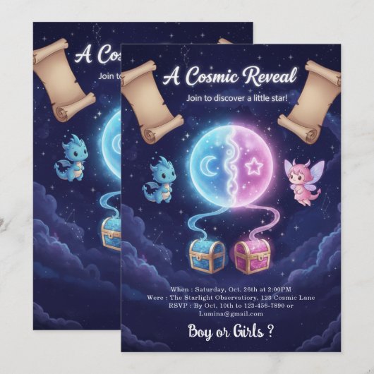 Boho Neutral Gender Reveal Invitation Kaart (Voorkant / Achterkant)