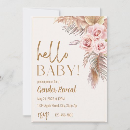 Boho Neutral Gender Reveal Invitation Kaart (Voorkant)