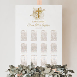 Boho Neutral Gouden Doop Zitkaart Teken Poster